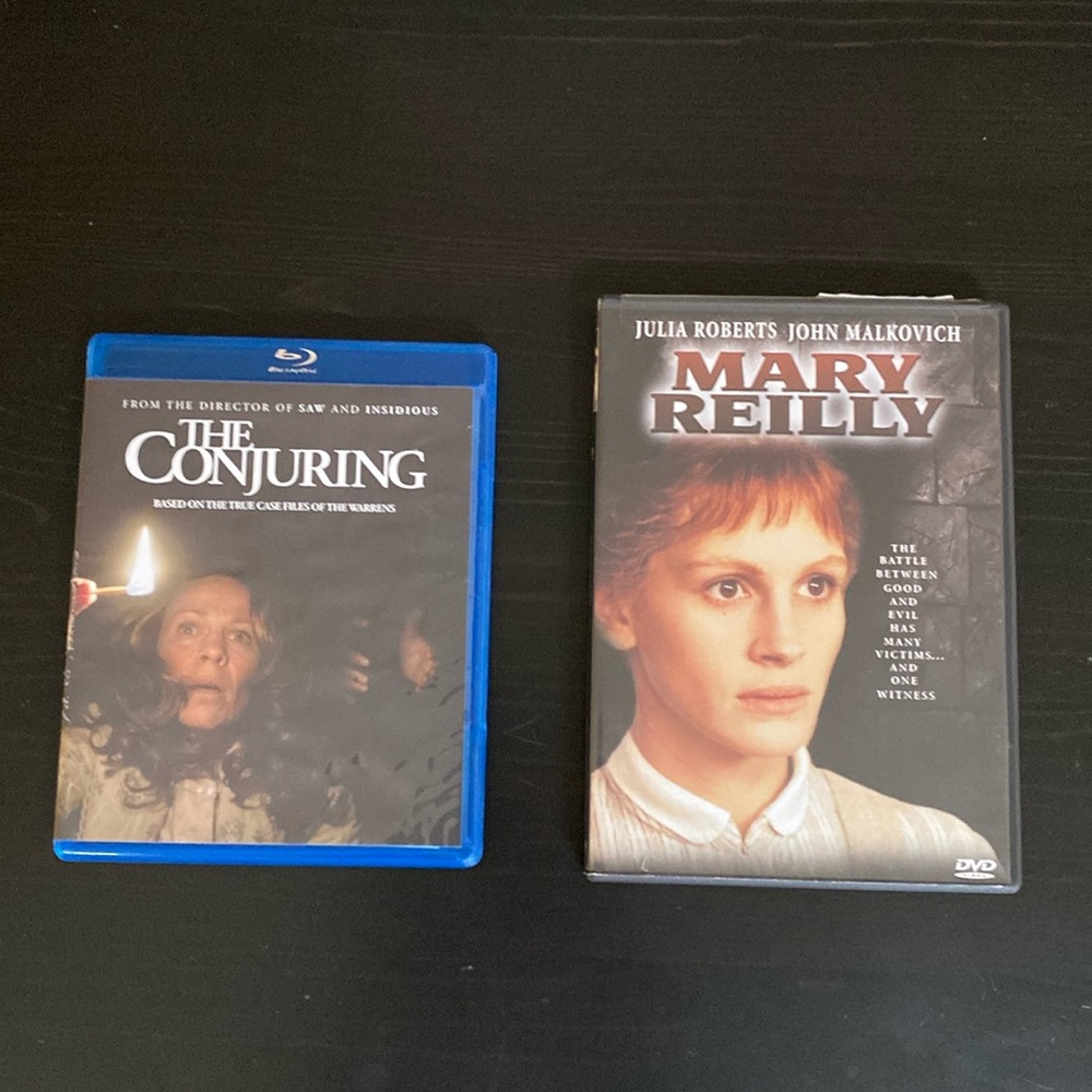 2 DVD movies . The Conjuring ( blue Ray) and Mary Reilley